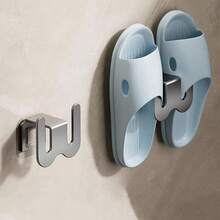 1/2pcs No Drill Wall Mounted Slipper Rack, Bathroom Hanging Shoe Storage Organizer Hook - Multicolor - View 7