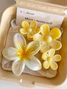 2个女士亚克力渐变大花朵发爪夹，简约优雅盘发发饰，适合日常佩戴和夏季海滩旅行发夹 - 彩色 - 查看 2