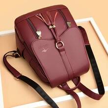 Mochila de mujer de moda 2026, de gran capacidad y versátil, casual, para mamá, de viaje y de uso diario - Burdeos - Ver 7