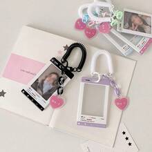 1pc Stretchy Cord Heart Shaped Card Holder, 3-Inch Small Card Display Case For Student ID, Gift Card - Card Sleeve - View 2