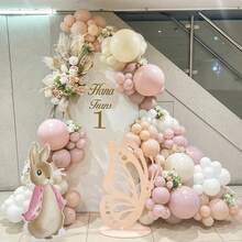 111pcs Pink And Sand White Balloon Arch Garland Made Of Latex, Perfect For Weddings, Back-To-School Events, Anniversaries, Showers, Gender Reveal Parties, Engagements, Birthdays, Mother'S Day, Graduations, Valentine'S Day, And As A Backdrop - Multicolor - View 5