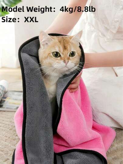 1PC Ultra Soft Coral Fleece Purple Pet Bath Towel Super Absorbent Quick Dry Microfiber Pet Grooming Towel For Cats Dogs Puppies Bathing Drying After Swimming Washing Spa Salon Home Travel Beach Summer Pet Accessories