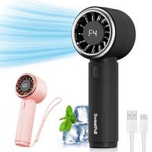 sweetfull Tragbarer Turbo-Ventilator, handgehaltener Mini-Ventilator mit 12-Stunden-Laufzeit, 5 Windgeschwindigkeiten, wiederaufladbar, Turbo-Technologie zum Kühlen, für Outdoor-Aktivitäten, Strand, Reisen, Sommer-Geschenkessential - Handgehalten - Übersicht 11