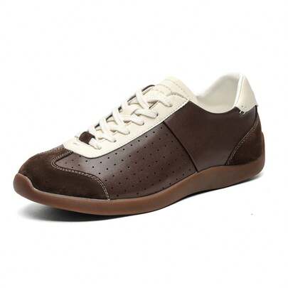 Breathable Men's German Training Shoes, Color-Blocked Retro Thin-Strap Shoes, Soft-Soled Flat Sports Sneakers, Casual Athletic Shoes