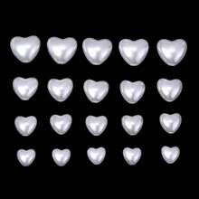 30/50颗ABS仿珍珠心形珠子，白色直孔设计，浪漫心形，手工DIY婚礼/新娘项链、手链、耳环饰品配件，情人节/周年纪念礼物DIY配件，婚纱礼服装饰 - 白色 - 查看 4