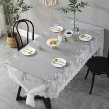 1 pieza Mantel de encaje moderno y elegante, mantel transparente blanco sólido y fresco para mesa de café, comedor, soporte de TV, lavadora, refrigerador, adecuado para bodas y festivales, estilo escandinavo y japonés - Multicolor - Ver 6