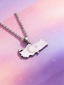 1件土耳其地图吊坠项链，镀金/镀银民族自豪感护身符链，适合日常佩戴 - 彩色 - 查看 5