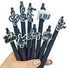 1支/3支/9支装音乐主题圆珠笔，创意钢琴音符、吉他、乐器歌曲装饰系列中性笔，1.0mm黑色墨水，适合办公和学习，音乐教师礼物，返校季礼物 - 音樂主題款 - 查看 2