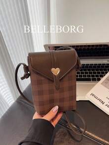 Retro Print Small Phone Bag, Casual Women's Shoulder Square Bag - Coffee - View 6