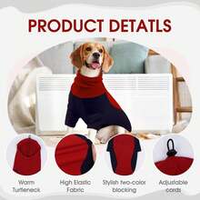 1件带耳罩的狗狗连帽衫，柔软弹力套头狗狗卫衣，带耳罩，降噪保暖抓绒狗狗外套 - 藏蓝色 - 查看 4