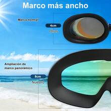 Gafas de natación para adultos de marco grande, de alta definición, antivaho y galvanizadas, gafas protectoras de silicona con protección UV, estuche para gafas de natación gratis + clip nasal y tapones para los oídos. - Negro - Ver 9