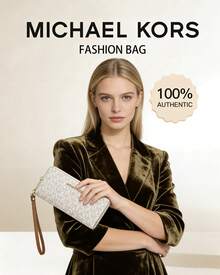 Michael Kors MK Jet Set Monogram Ultra Slim Thin Women Wallet RFID Blocking Credit Card Holder Bifold Long Ladies Billfold Zipper Around Wallet - White - View 4