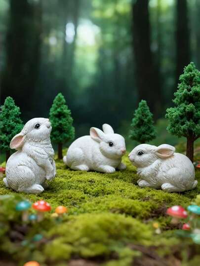 1pc Resin Rabbit Decor, Yard Decoration, Outdoor Decor, Garden Animal Sculpture, Home Floral Garden Easter Rabbit Statue, Easter Rabbit Decoration, Gift For Mom