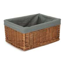 Red Hamper Double Steamed Grey Cotton Lining Wicker Storage Basket - Transparent Black Model - View 4