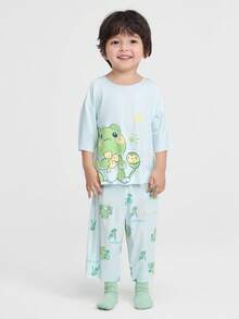 Balabala 2026款婴儿夏季睡衣套装，柔软透气，舒适亲肤，男女童家居服 - 藍綠色 - 查看 3