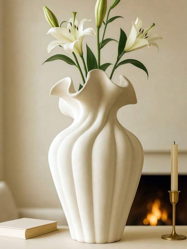 1pc French-Style Creative High-End Vase Ornament For Living Room Flower Arrangement, Hydroponic Fresh Flowers, Artistic Niche Desktop Decoration