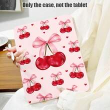 1pc PU Leather Case With Stand, Pen Slot, Pink Cherry Pattern, 720 Degree Rotating Stand, Auto Sleep/Wake Function, Compatible With Honor, Matepad, , , , Apple, And Other Models - Multicolor - View 1