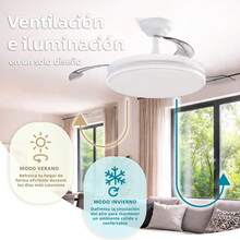 iotostark Infällbar LED-takfläkt, 106 cm, 3 blad, 72 W total effekt, Ingen app, Med fjärrkontroll, Timer, 6 hastigheter, 3 ljustemperaturer, Sommar-vinterfunktion, Tyst, Vit iotostark-leduni - Vitt - Visa 5