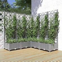 vidaXL Plant Pot With Trellis, Flower Pot, Planter Box, Flower Box, Climbing Aid, Trellis, Garden Trellis, Grey, 80x40x136cm, PP - Grey - View 10