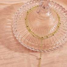 ANGOL Women's Elegant Gold Beaded Chain Bracelet - KC Gold Plated Exquisite Layered Jewelry, Suitable For Daily And Party Use, Versatile Fashion Accessory For All Seasons - Vàng - Xem 3