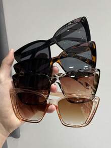 4 Pairs Women's Cat Eye Fashion Eyeglasses, Suitable For Daily Wear, Photo Shooting, Retro Style - 4pcs Black Leopard Print White Tofu Pudding Double Tea - View 4