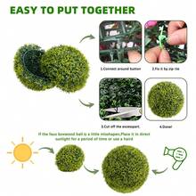 2/4 Pack Artificial Boxwood Topiary Balls  - Realistic Faux Greenery For Porch, Patio, Balcony Decor - Outdoor/Indoor Hanging Plants, Wedding & Home Decoration - Cây xanh, 16,53 inch - Gói 2 cây - Xem 3