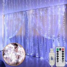1 Stück 8-Modus LED Vorhanglichter, 6m/3m/2m/1m, Hochzeitsstimmungsbeleuchtung, USB betrieben, Feiertag Geburtstags Party Schlafzimmer Fenster Wohnzimmer Wanddekoration (Fernbedienung nicht enthalten) - USB-Stecker - Übersicht 17