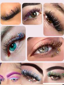 3 Rows Laser Sequin Eyelash Extensions, Colorful Butterfly Sequin, Festival Stage Makeup False Eyelashes, Colorful Makeup Eyelashes, Star & Heart - View 5