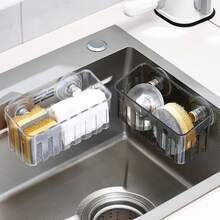 Estante de fregadero con ventosa, estante de drenaje para grifo, cesta multifuncional, estante para esponjas de cocina, montaje en pared sin perforaciones JKQT - Gris-1 pieza - Ver 7