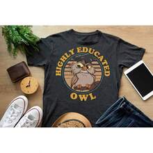 Vintage Archimedes Highly Educated Owl Shirt,  T-Shirt, Wdw Magic Kingdom Tee, Disneyland Trip Family Outfits - Grey - View 7