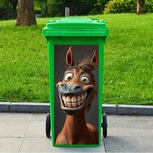 1pc 2D Flat Self-Adhesive Trash Can Sticker,Funny Smiling Horse Trash Can Sticker, Waterproof PVC Wheelie Bin Decal For Outdoor Home Decor, Creative Trash Can Decoration, Suitable For Wall And Kitchen Decor, Home Organization, PVC Material, Easy To Peel And Stick, Flat Art Sticker, Kitchen Storage - A - View 8