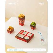 Baffect 140 bandejas para aperitivos de película incluye bandejas para aperitivos de película bolsas de bebidas con popote cajas de palomitas de maíz ensaladeras cuencos de nacho e invitaciones - rojo - Ver 3