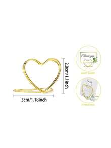 20pcs Gold Heart Shaped Table Number Cards, Heart Shaped Metal Photo Clip Holders For Wedding Table Number Cards, Suitable For Wedding Decor, Birthday Party, Bridal Shower (Gold Heart Shape) - A - View 9