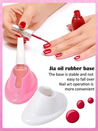 Nail Polish Bottle Holder, Anti-Spill Bottle Rack, Soft Rubber Nail Strengthening Display Tool, Nail Polish Accessories, Manicure Supplies (White/Pink), Manicure Products, Manicure Tools, Manicure Art Tools, School Supplies, Nails, Nail Pressing Tools, Nail Polish Bottle Fixing Stand, Nail Polish Base