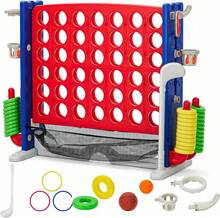 Conectar cuatro juegos de patio gigante con diseño de ballenas Juego de 4 en  para niños adultos y familia Hecho de plástico HDPE duradero perfecto para fiestas playa y diversión al aire libre - Rojo-2 - Ver 9
