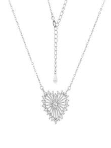 1 Collar con colgante de rueda de la fortuna con forma de corazón lleno de diamantes, de acero inoxidable chapado en oro de 18K, cadena versátil y de alta gama para la clavícula de la mujer - Collar con colgante de noria personalizado en forma de corazón - Ver 4