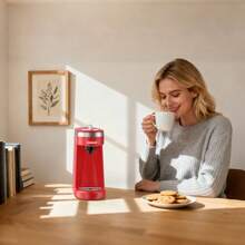 CHULUX Small One Cup Coffee Maker For K-Pod, Camping Coffee Machine For Americano, Red - Red - View 2