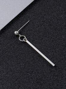 1pc Stainless Steel Bar Pendant Earring, Fashionable Minimalist Design For Men - Long Stick Pendant - View 2