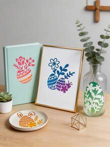 16pcs Reusable Easter Bunny Egg Hollow Painting Template, Washable For Wood, Glass, Ceramic, Fabric, Plastic, Spray Painting, Stencil Material - Fang Chang Easter - View 4