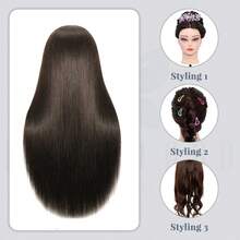 Haired Mannequin Head (Black) 24 Inches (Approximately 60.96 Cm) Beauty Model Head Model Head Used For Weaving Hairstylists, Beauty Students Practicing Styling With Free Table Edge Clips And Styling Tools. - View 3