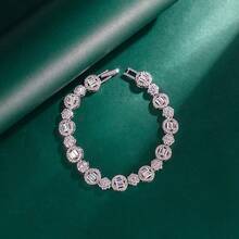 Tylionnejewelry 1件装奢华白金镀锆石手链，优雅珠宝，适合作为女士礼物，婚礼，节日派对，约会，周年纪念日 - 銀色 - 查看 5