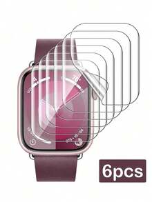 6pcs/Pack New Transparent TPU Hydrogel Screen Protector Film Compatible With Apple Watch 10th Gen 38/40/41/42/44/45/49mm, Applicable To Apple Watch Ultra/SE/8/7/6/5/4/3/2/1 - Clear - View 27