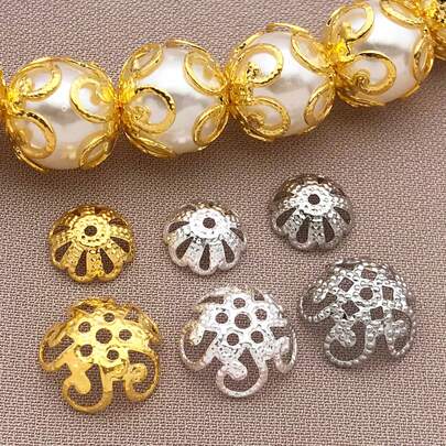 10pcs Vintage Floral Filigree Bead Caps CopperPlated 18K Gold Thick Silvery Platinum Elegant Swirl Design For DIY Bracelets Necklaces Earrings Wedding Party