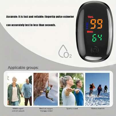 Portable Fingertip Pulse Oximeter With Lanyard + Carrying Case (Batteries Not Included)