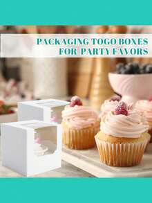 20 hộp đựng bánh cupcake đơn đã lắp ráp sẵn, kích thước 3.5"X3.5"X3.5", kèm khay bên trong, thích hợp cho tiệc cupcake và muffin. - Xem 8