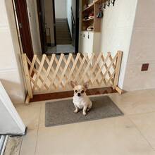 Wooden Pet Fence, Retractable Dog Gate, Indoor Safety Barrier, Suitable For Home, Bedroom, Doorway And Stairs - Easy To Install, For Indoor Dogs - Apricot - View 2
