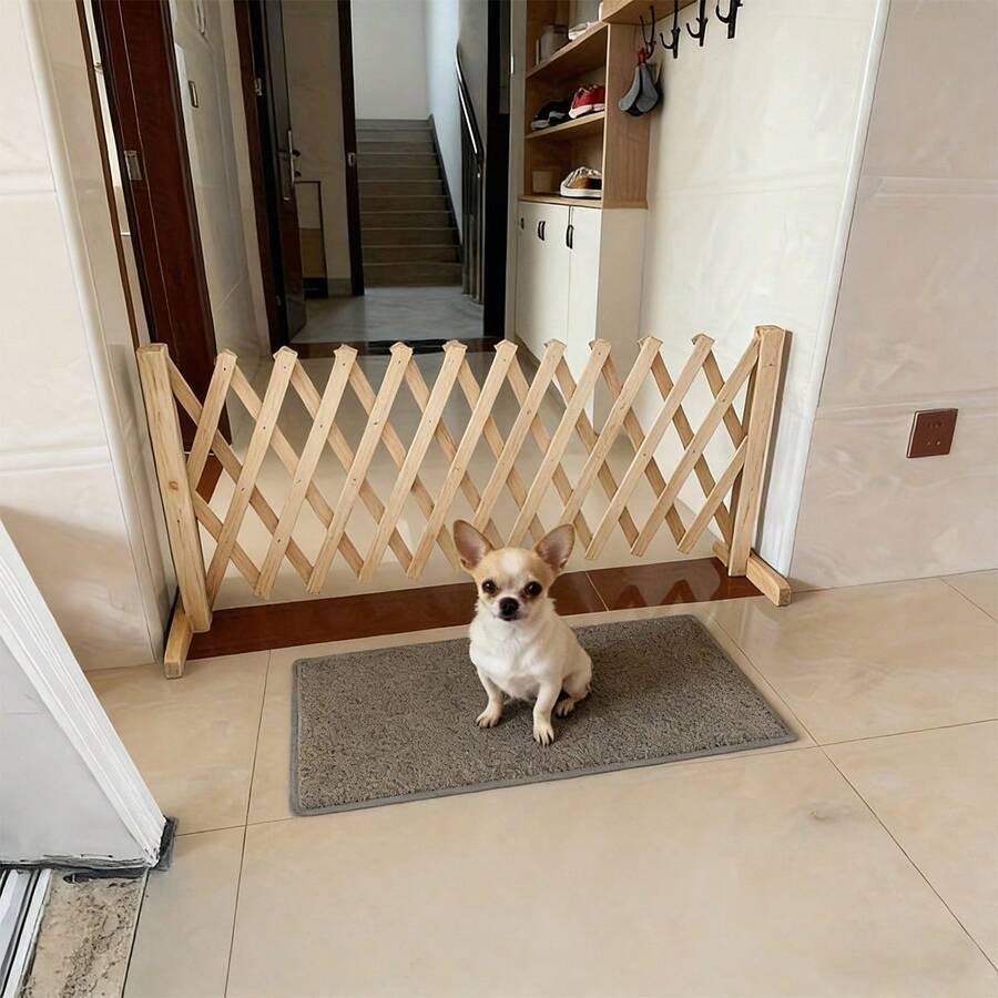 Wooden Pet Fence, Retractable Dog Gate, Indoor Safety Barrier, Suitable For Home, Bedroom, Doorway And Stairs - Easy To Install, For Indoor Dogs