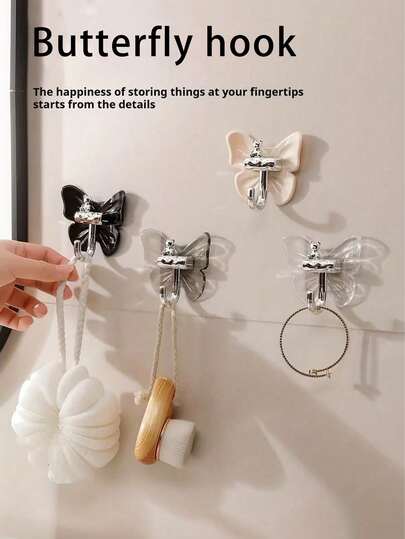 Crochets muraux adhésifs en plastique pour salles de bain et cuisines - Amovibles, parfaits pour accrocher les serviettes, les clés et les ustensiles de cuisine - Gain de place, convient aux surfaces lisses (blanc, style moderne), idéal pour les salles de bain et les cuisines, installation facile sans perçage, permet le rangement des serviettes, un outil pratique.