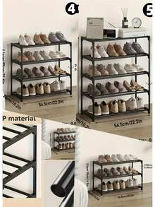 1件装 3-5层可堆叠鞋架 | 节省空间的收纳整理架，采用坚固的金属管 | 轻巧耐用，适用于玄关、衣橱和宿舍 | 可收纳运动鞋、高跟鞋和靴子 | 组装简便，无需工具 | 黑色可选 - 查看 1