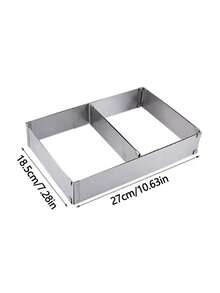 1个长方形不锈钢可调节柔性可伸缩慕斯蛋糕模具，提拉米苏面包蛋糕烘焙模具烘焙工具 - 銀色 - 查看 9